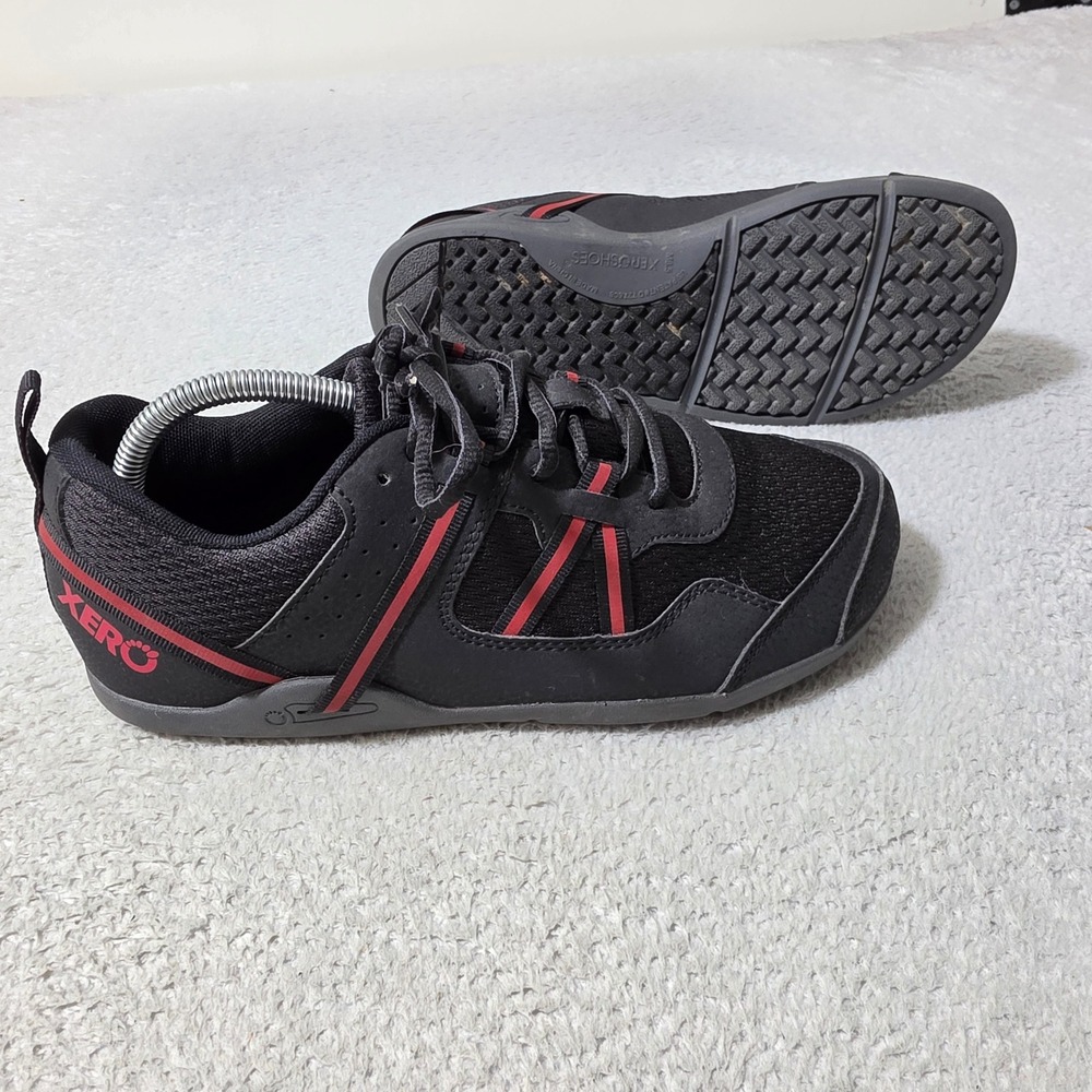 Xero Shoes Prio Sneakers Men 8.5 Black Red Minimalist Barefoot Running Shoe MINT